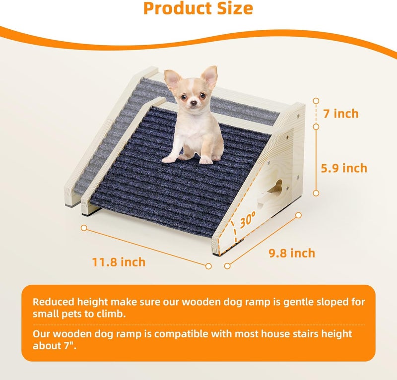 INRLKIT 4 Pack Wooden Dog Ramp for Stairs Suits for Small Medium Large Dogs Cats, Pet Steps for Staircase Ramp for Dogs Cats, Need Installation(Gray, S: 11.8 * 9.8 * 5.9 inches) - Image 5